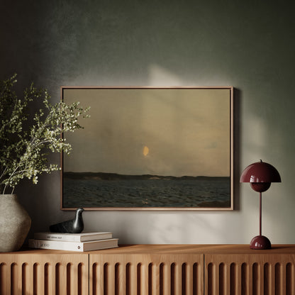 Moonrise Over Quiet Waters Minimalist Seascape Wall Art