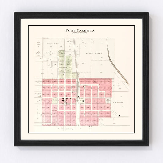 vintage map of Fort Calhoun, Nebraska, 1908