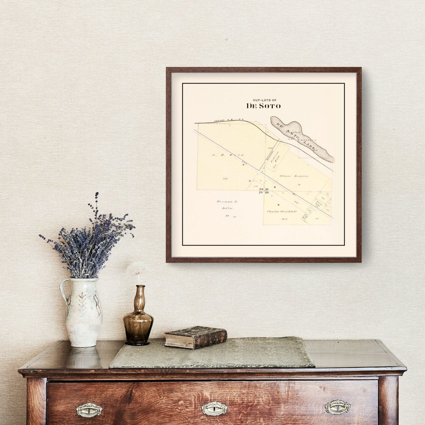 Vintage Map of DeSoto, Nebraska 1908