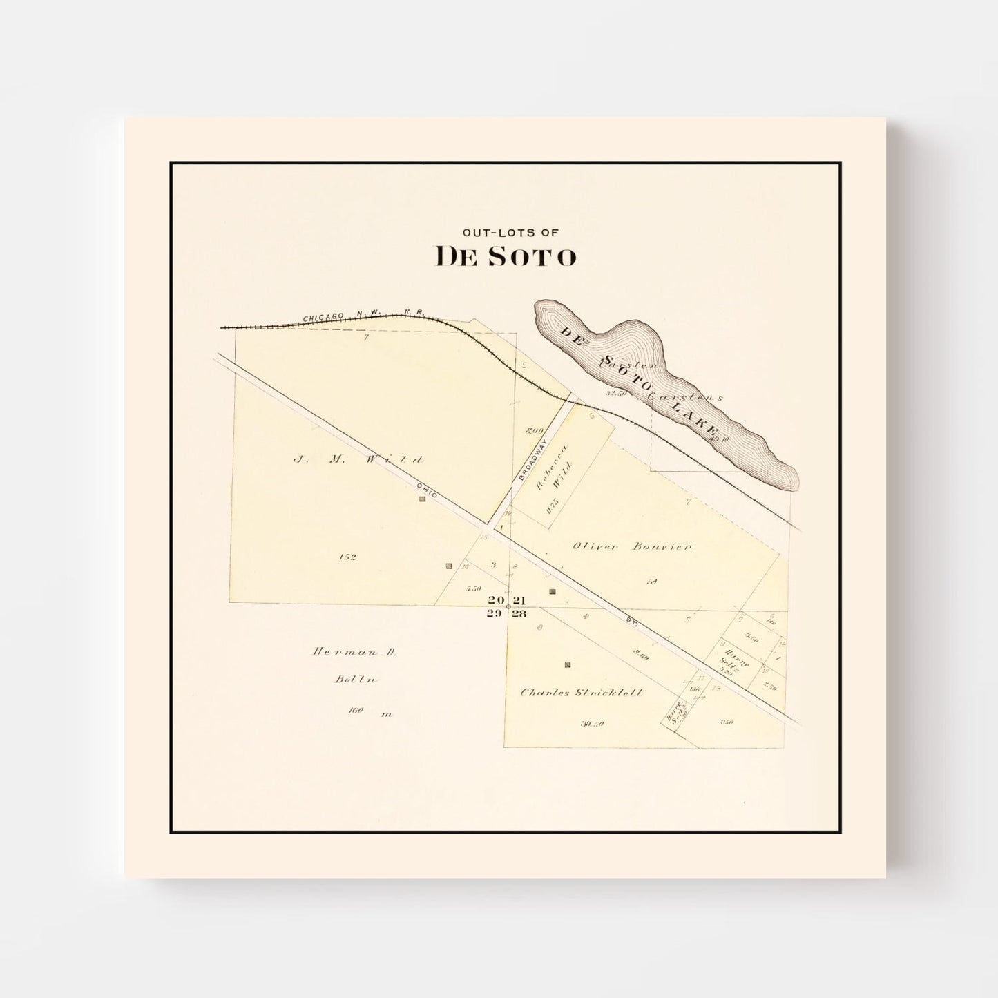 Vintage Map of DeSoto, Nebraska 1908