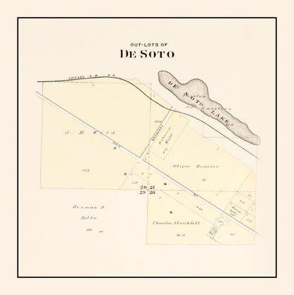 Vintage Map of DeSoto, Nebraska 1908