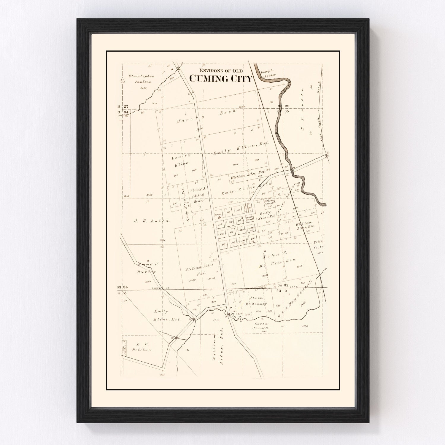 vintage map of Cuming, Nebraska, 1908