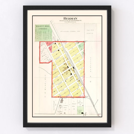 Vintage map of Herman, Nebraska, 1908