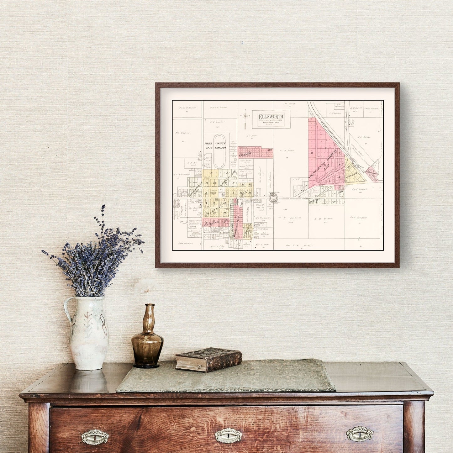 Vintage Map of Ellsworth, Wisconsin 1908