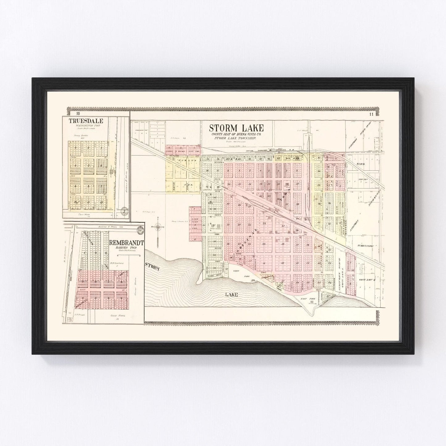 Vintage map of Storm Lake, Iowa, 1908
