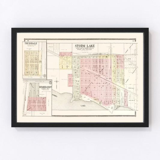 Vintage map of Storm Lake, Iowa, 1908