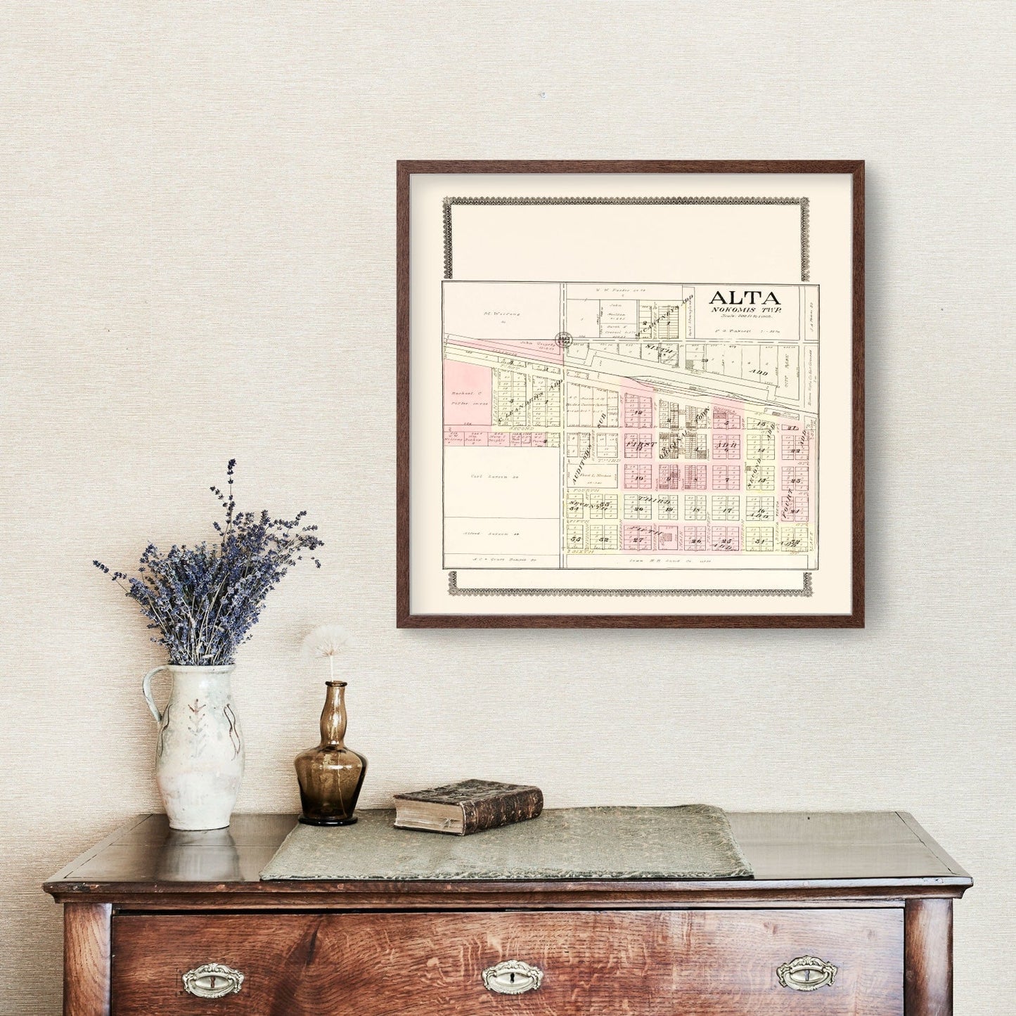 Vintage Map of Alta, Iowa, 1908