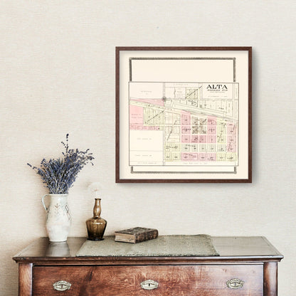 Vintage Map of Alta, Iowa, 1908