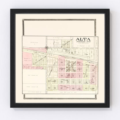 Vintage map of Alta, Iowa, 1908, Buena Vista County