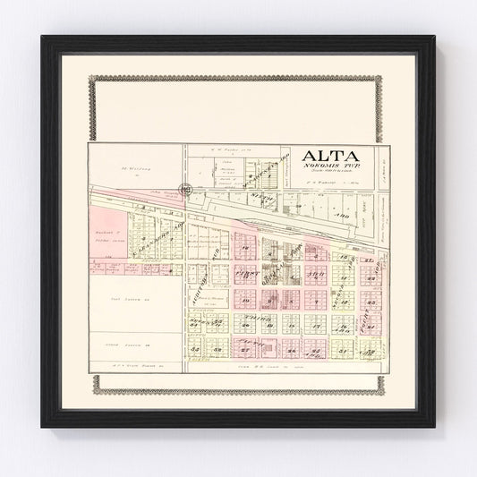 Vintage map of Alta, Iowa, 1908, Buena Vista County