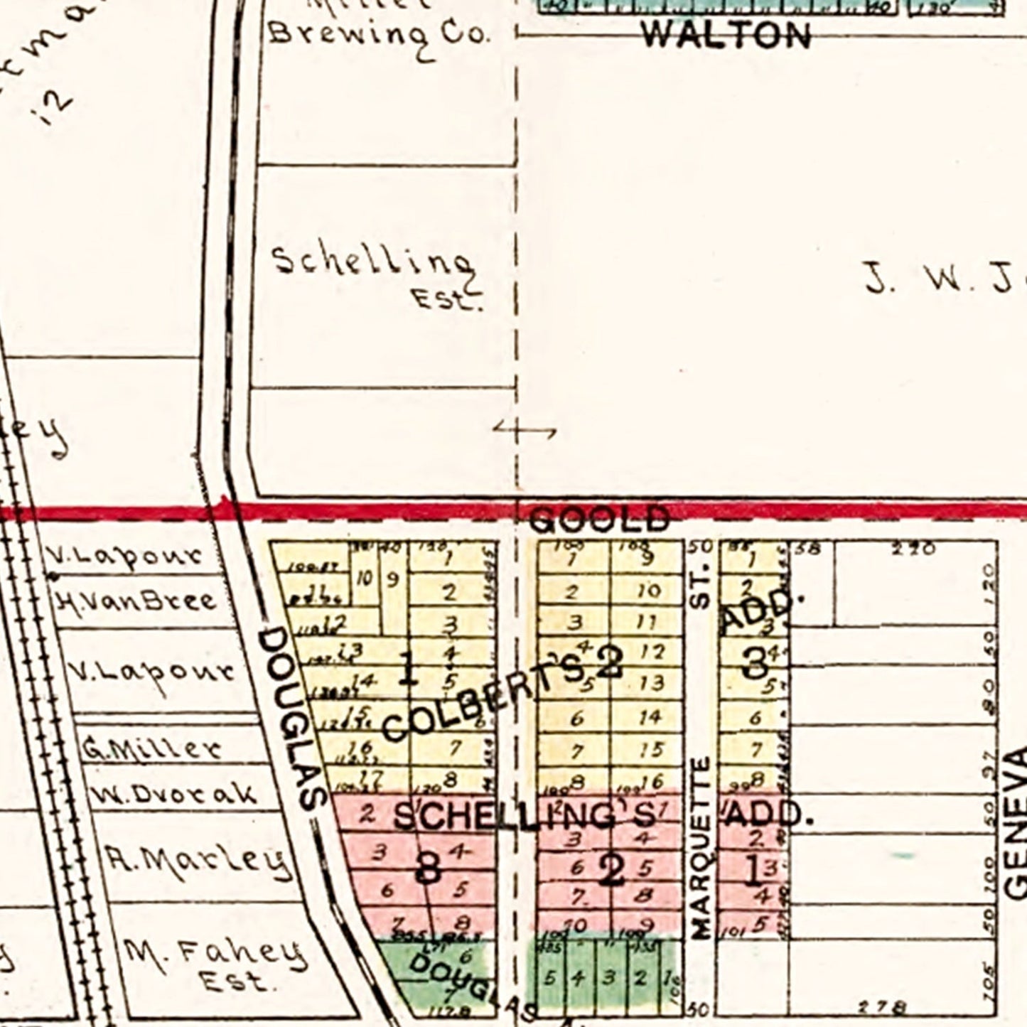 Vintage Map of Racine, Wisconsin, 1908