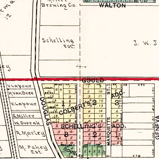 Vintage Map of Racine, Wisconsin, 1908