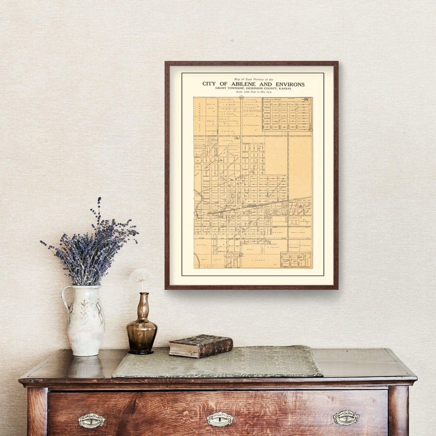 Vintage Map of Abilene, Kansas, 1909