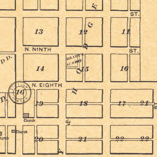 Vintage Map of Abilene, Kansas, 1909