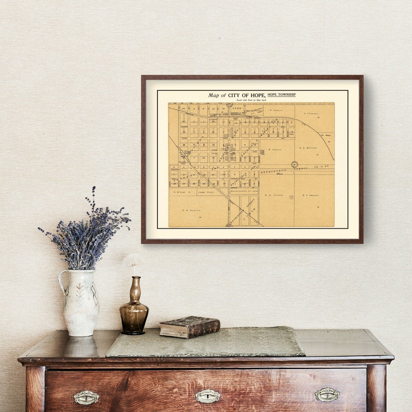 Vintage Map of Hope, Dickinson County, Kansas, 1909