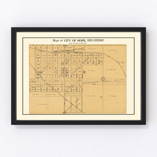 vintage map of Hope, Kansas, 1909