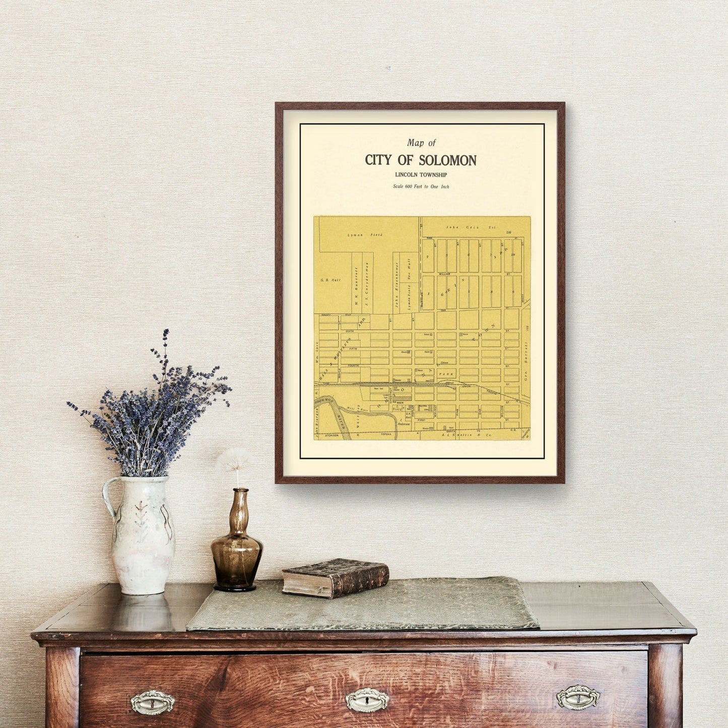 Vintage Map of Solomon, Kansas, 1909