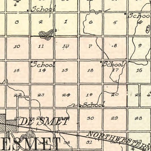 Vintage Map of Kingsbury County, South Dakota, 1909