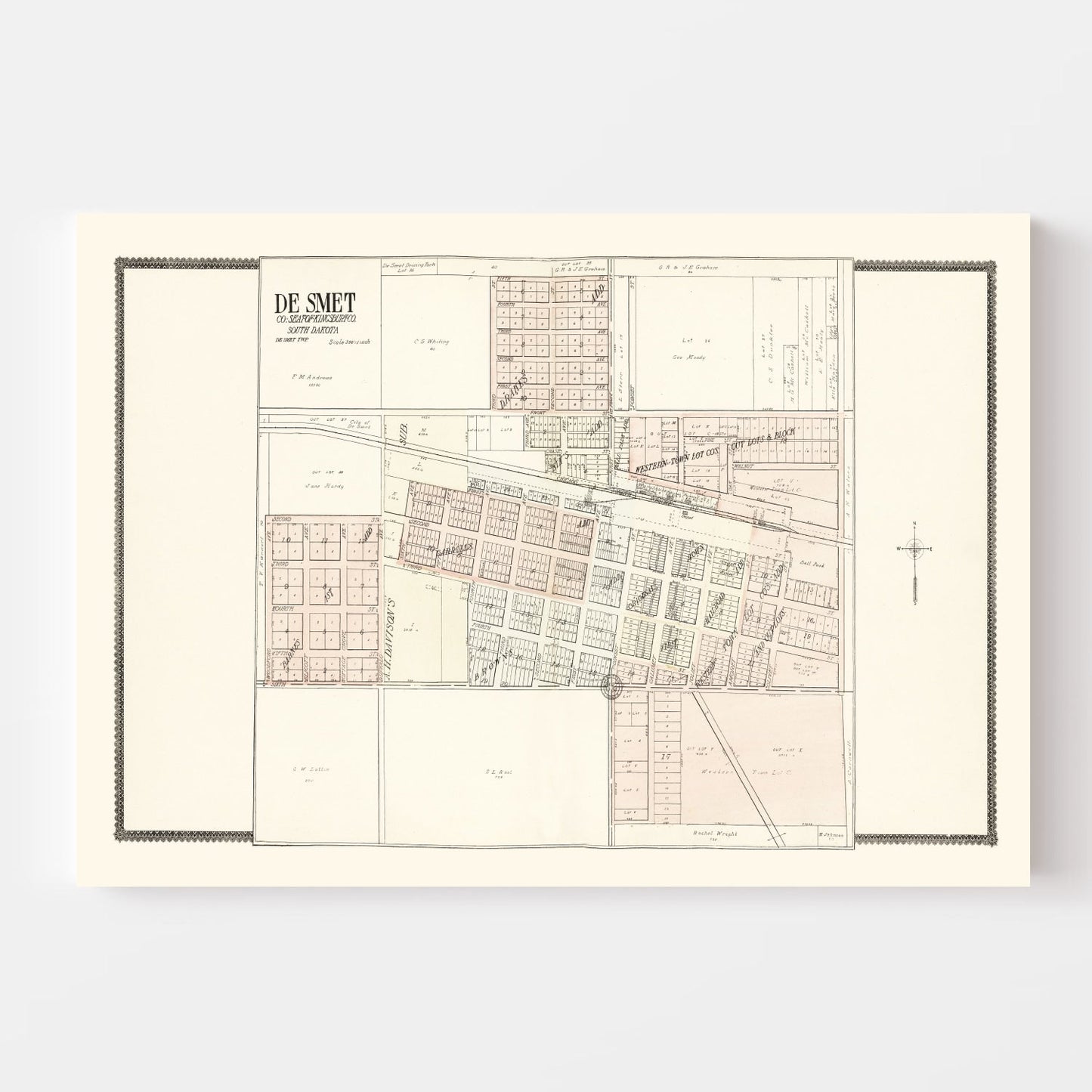Vintage Map of De Smet, South Dakota, 1909