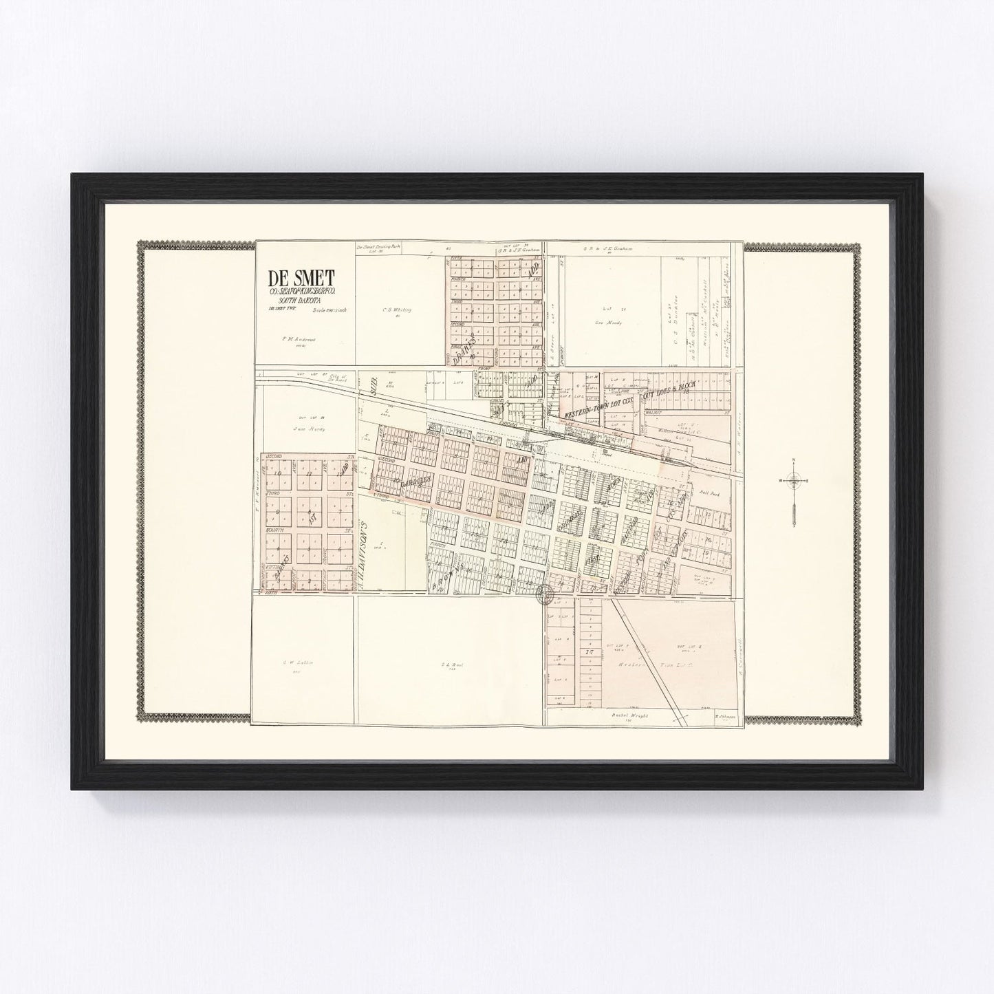 Vintage map of De Smet, South Dakota, 1909