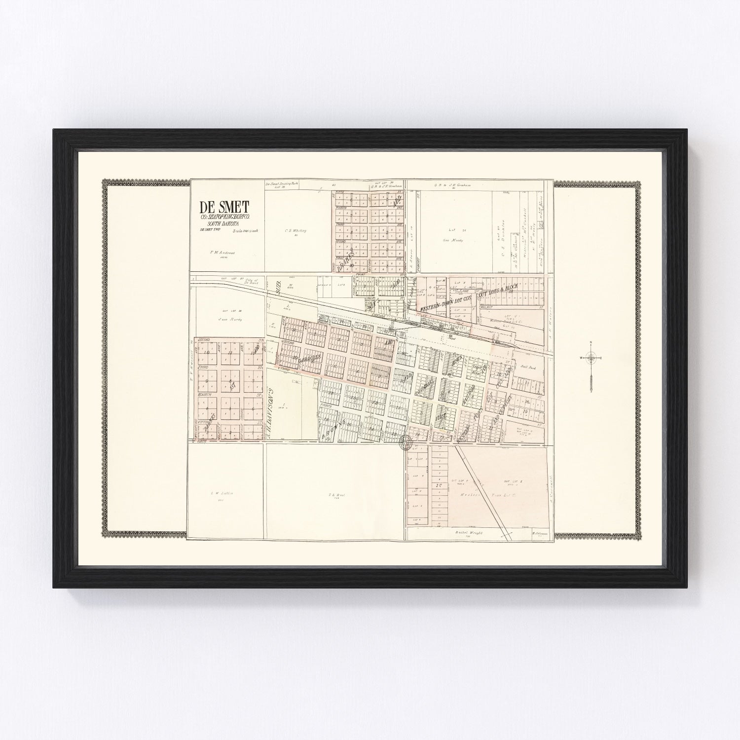 Vintage map of De Smet, South Dakota, 1909