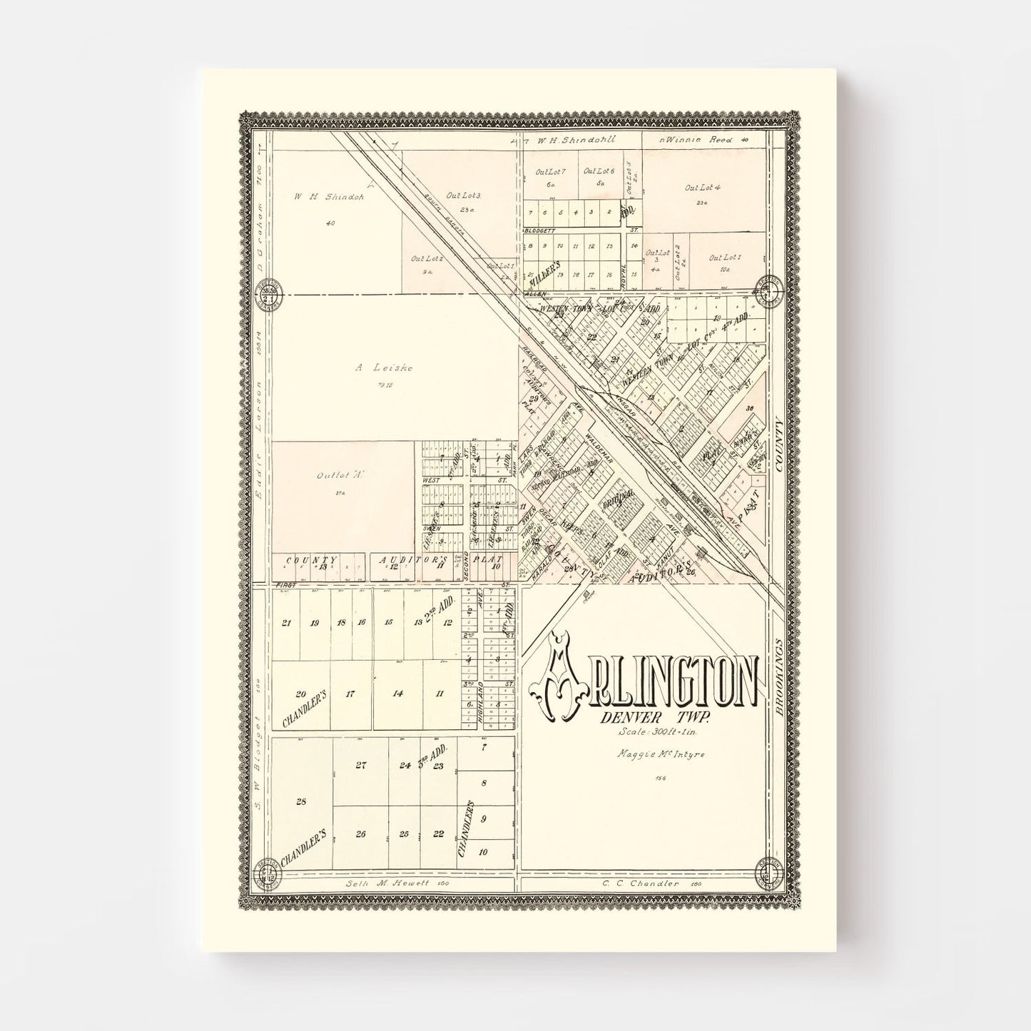 Vintage Map of Arlington, South Dakota, 1909