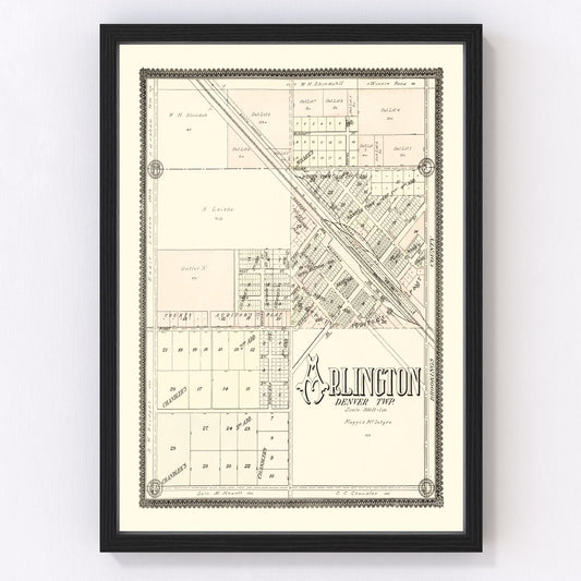 vintage map of Arlington, South Dakota, 1909