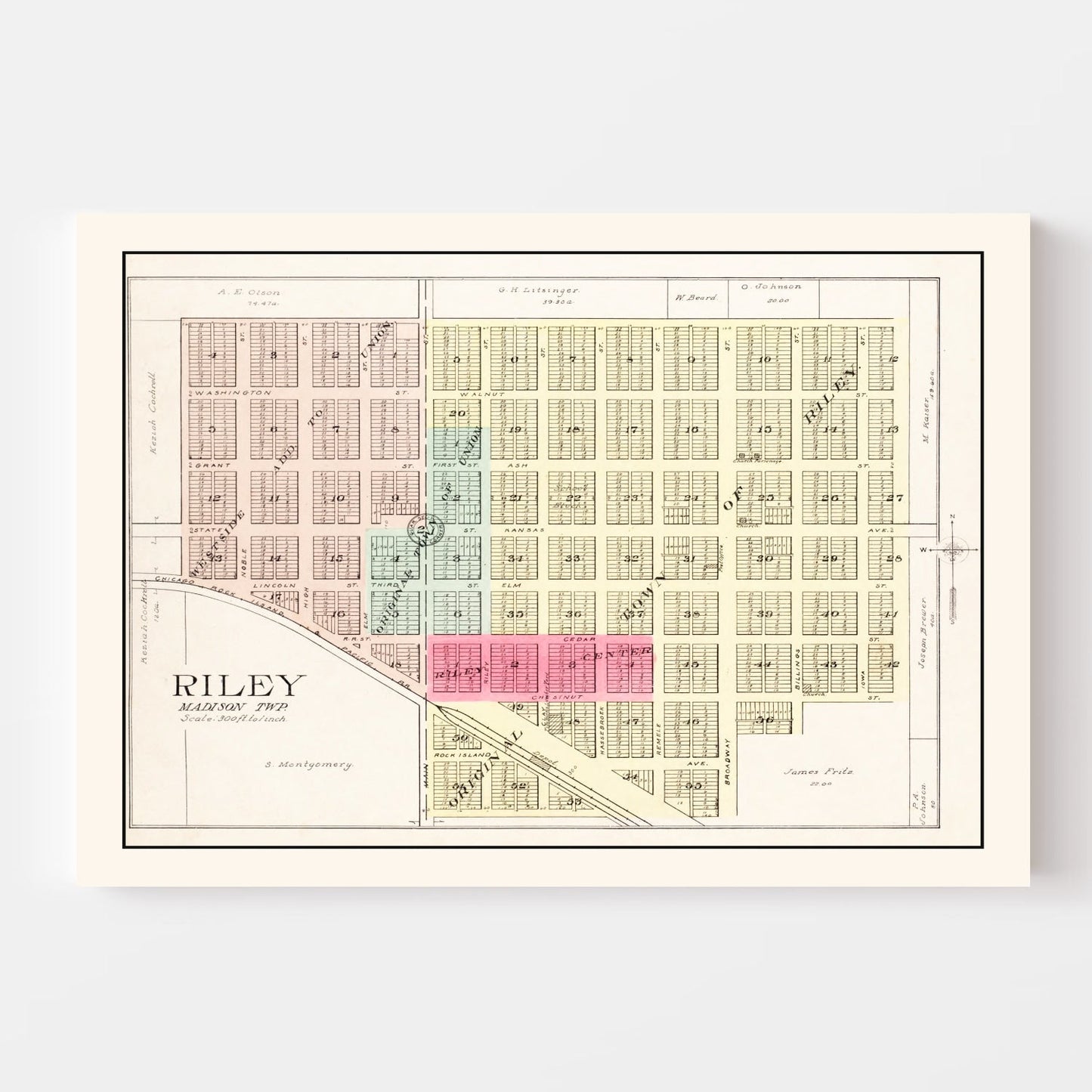 Vintage Map of Riley, Kansas, 1909