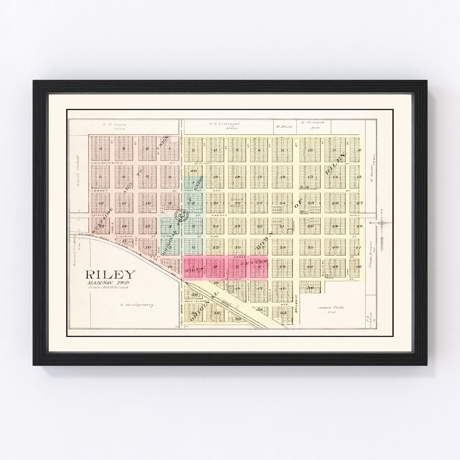 Vintage map of Riley, Kansas, 1909