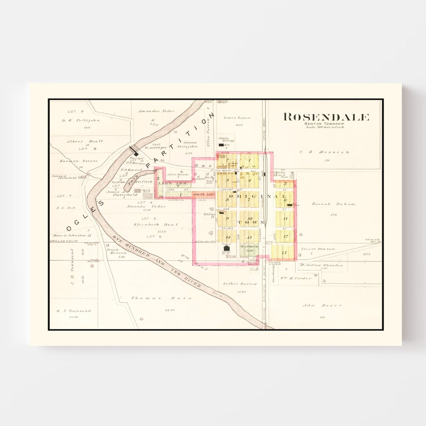 Vintage Map of Rosendale, Missouri, 1909