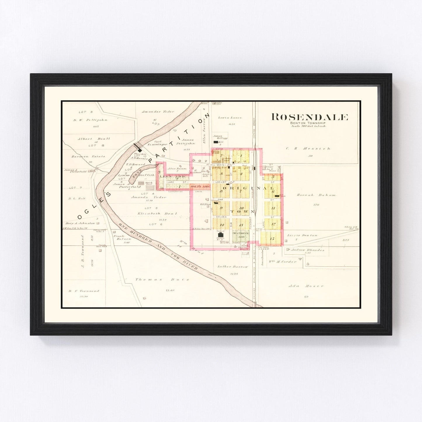 Vintage map of Rosendale, Missouri, 1909