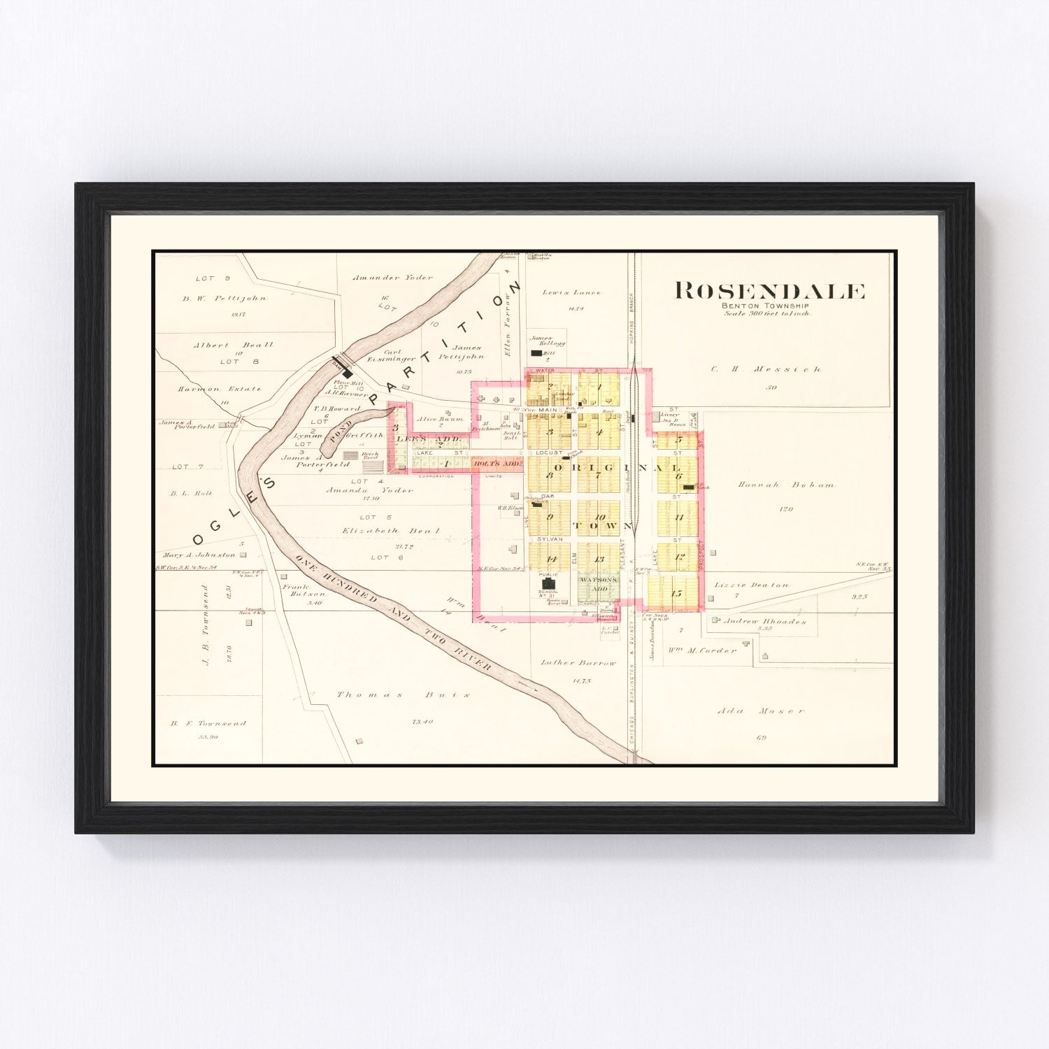 Vintage map of Rosendale, Missouri, 1909
