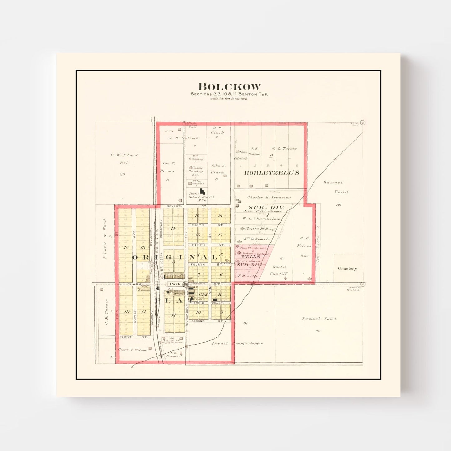 Vintage Map of Bolckow, Missouri, 1909