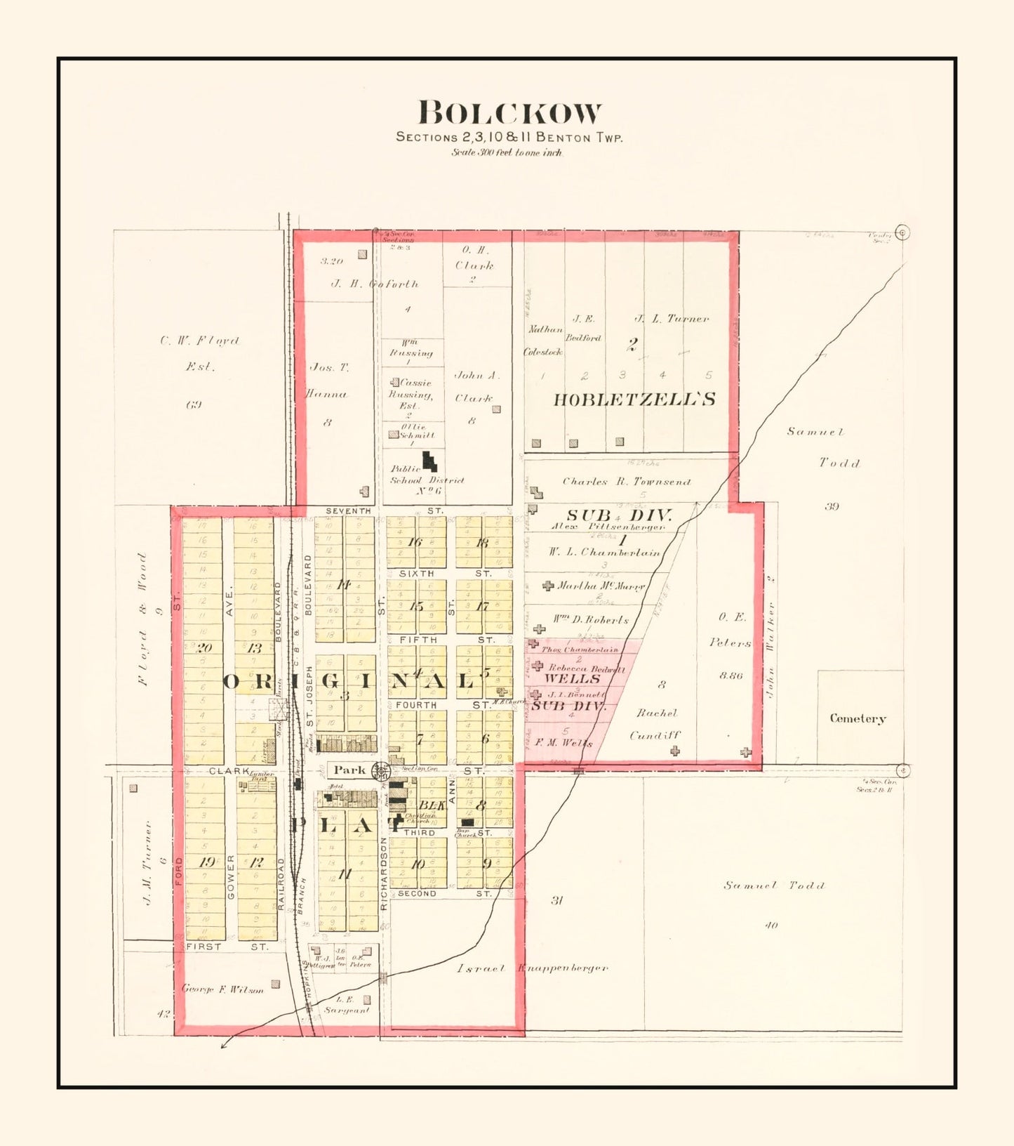 Vintage Map of Bolckow, Missouri, 1909
