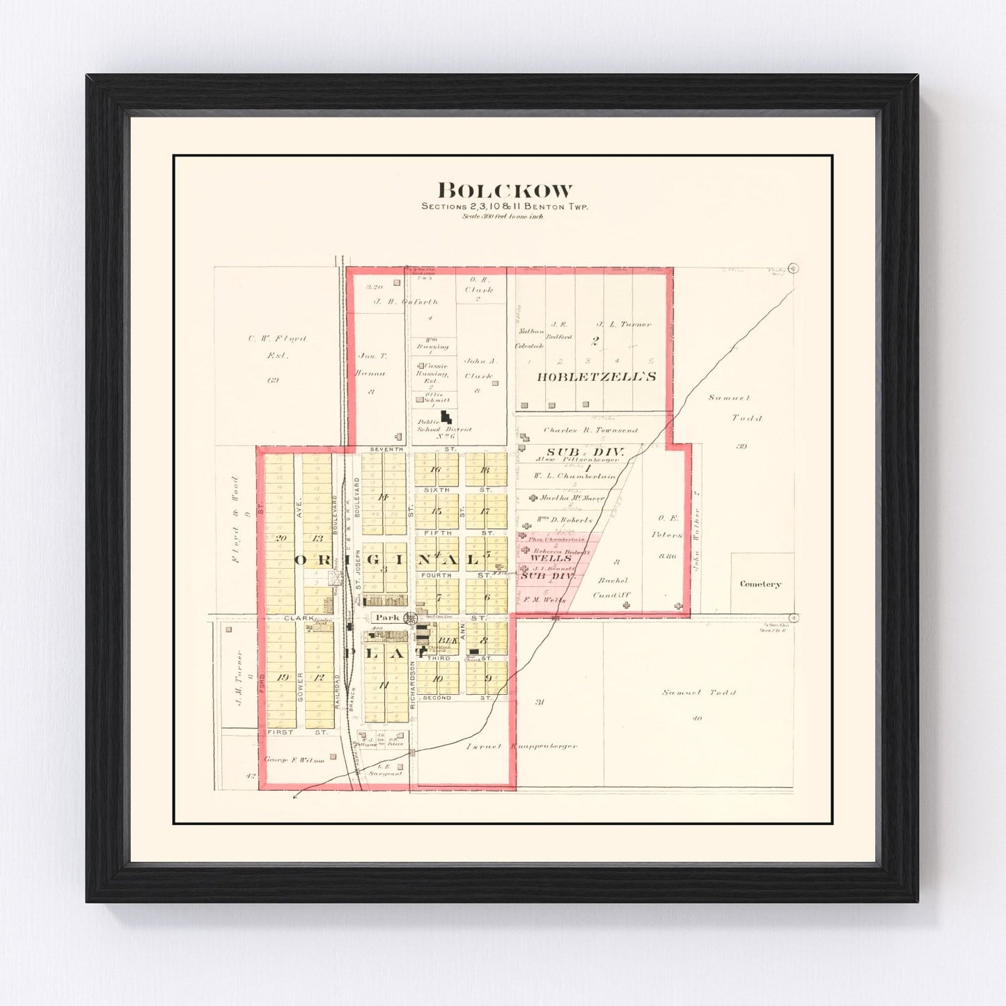 vintage map of Bolckow, Missouri, 1909