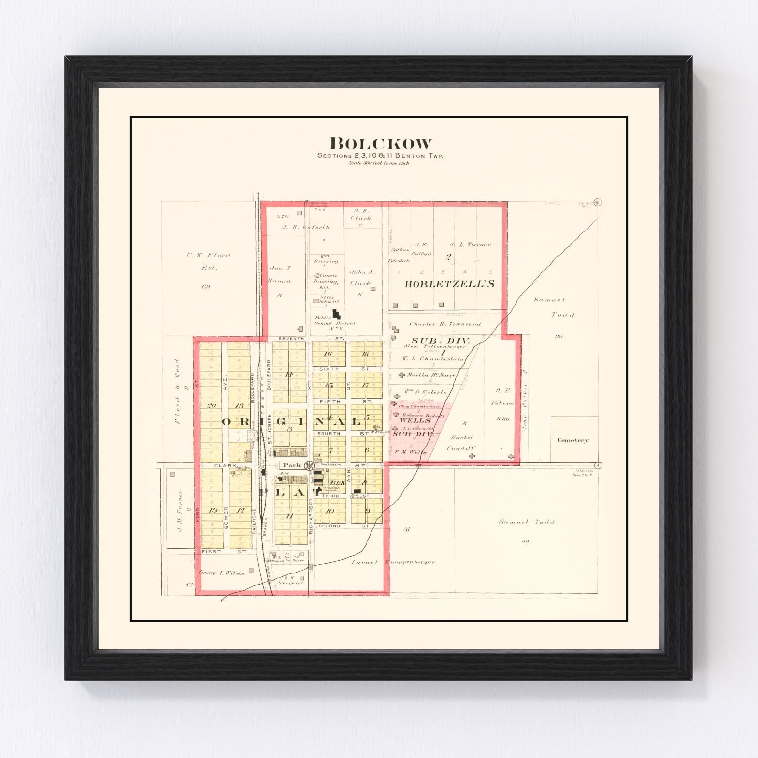 vintage map of Bolckow, Missouri, 1909