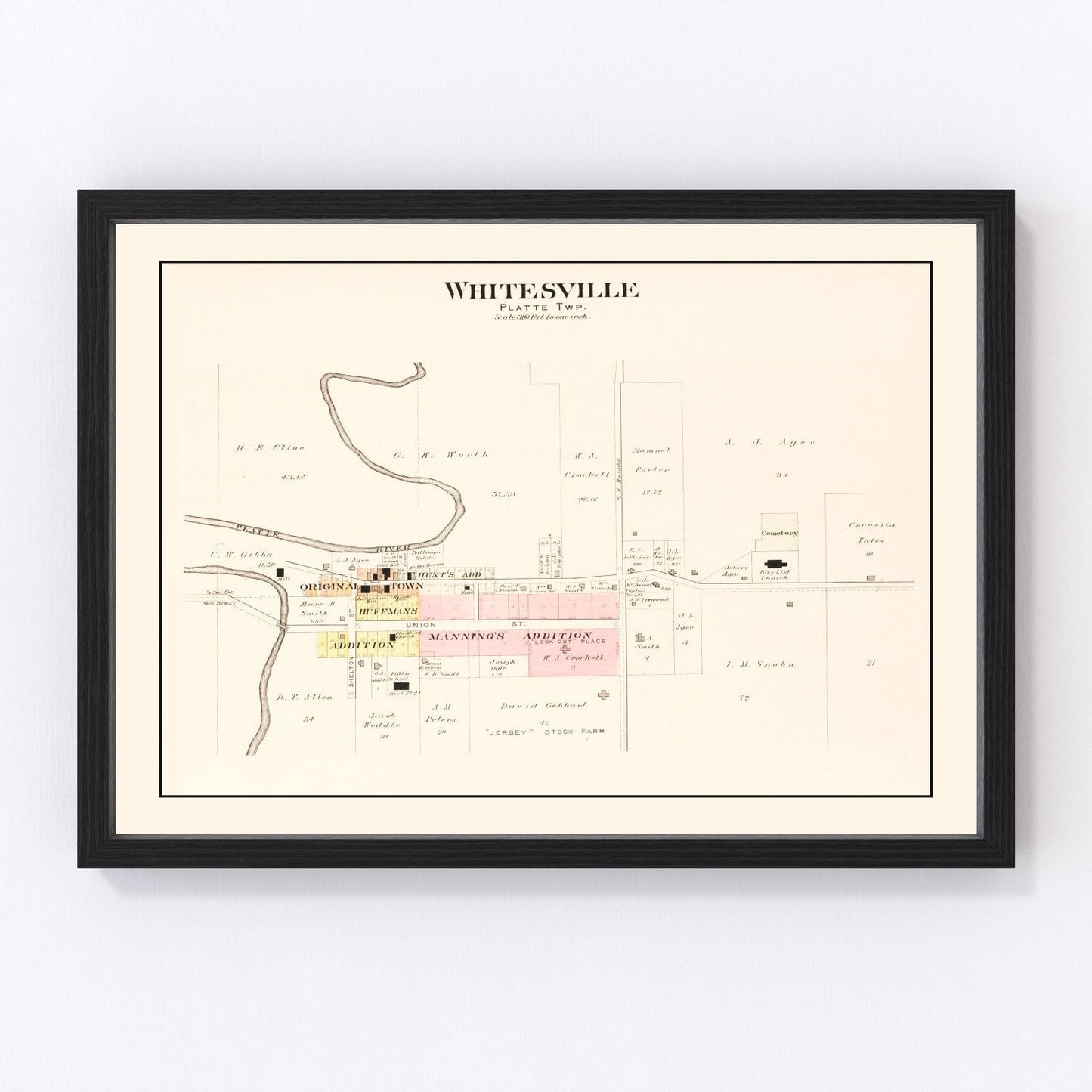 Vintage map of Whitesville, Missouri, 1909 - Andrew County restored print