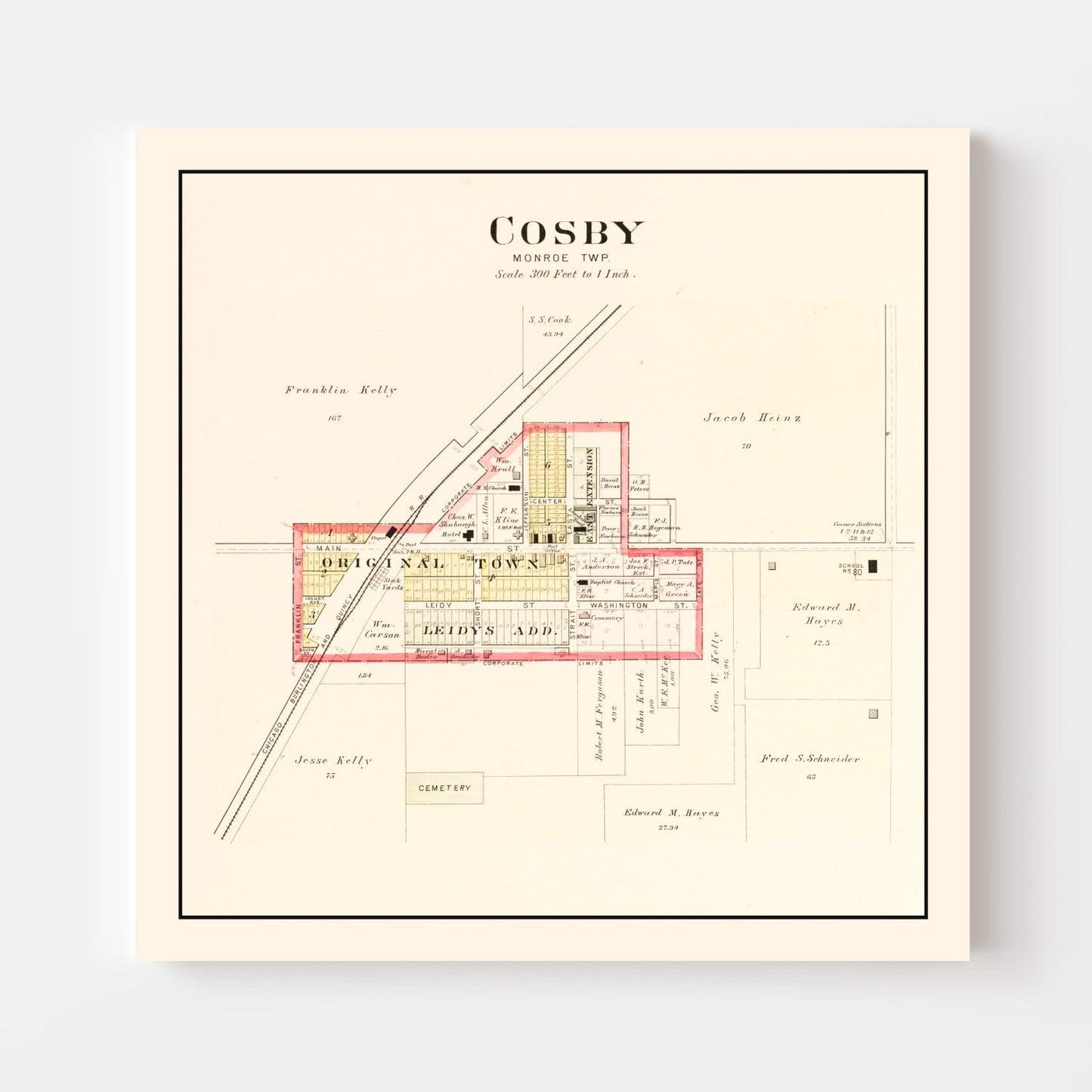 Vintage Map of Cosby, Missouri 1909