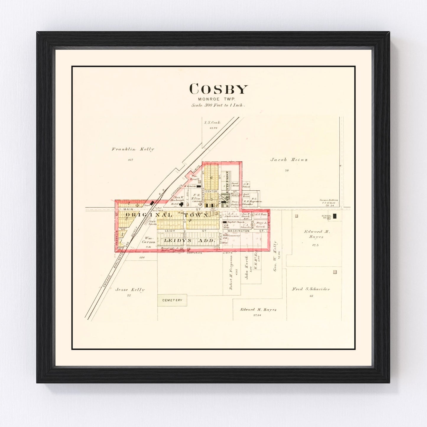 vintage map of Cosby, Missouri, 1909
