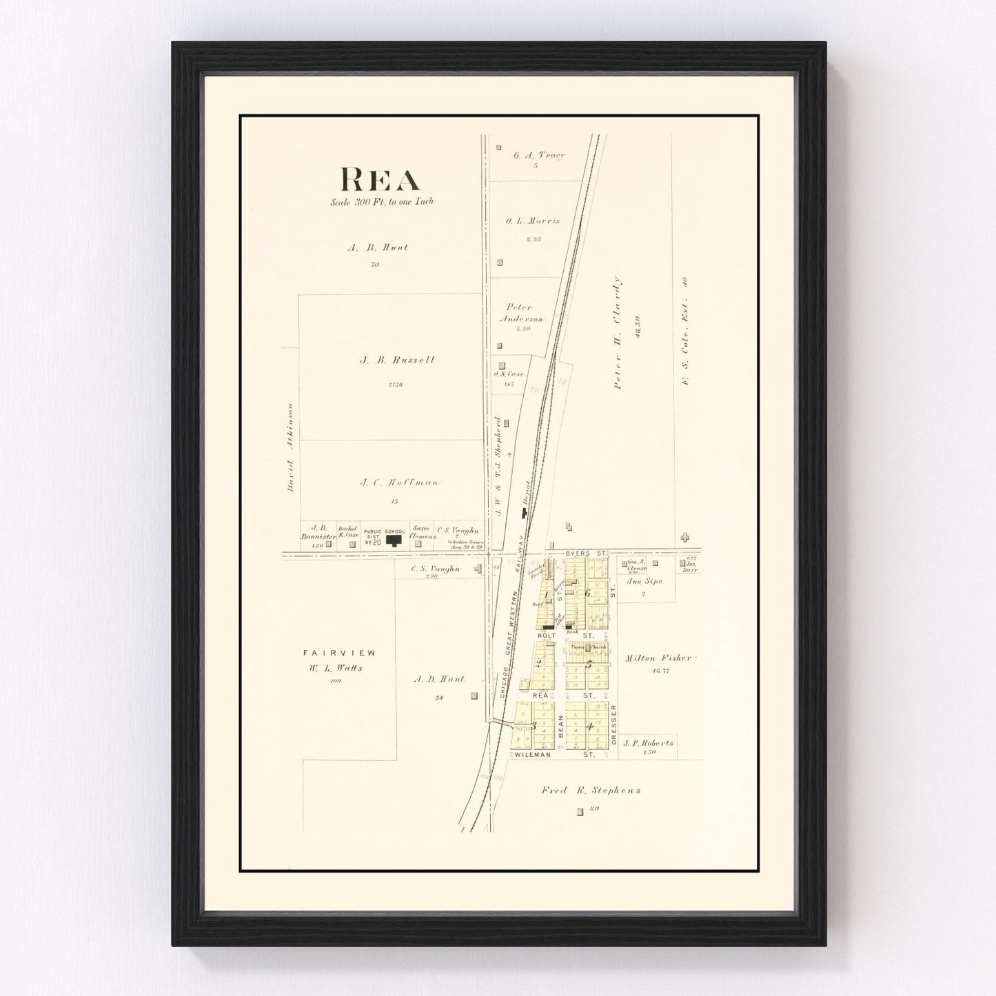 vintage map of Rea, Missouri, 1909