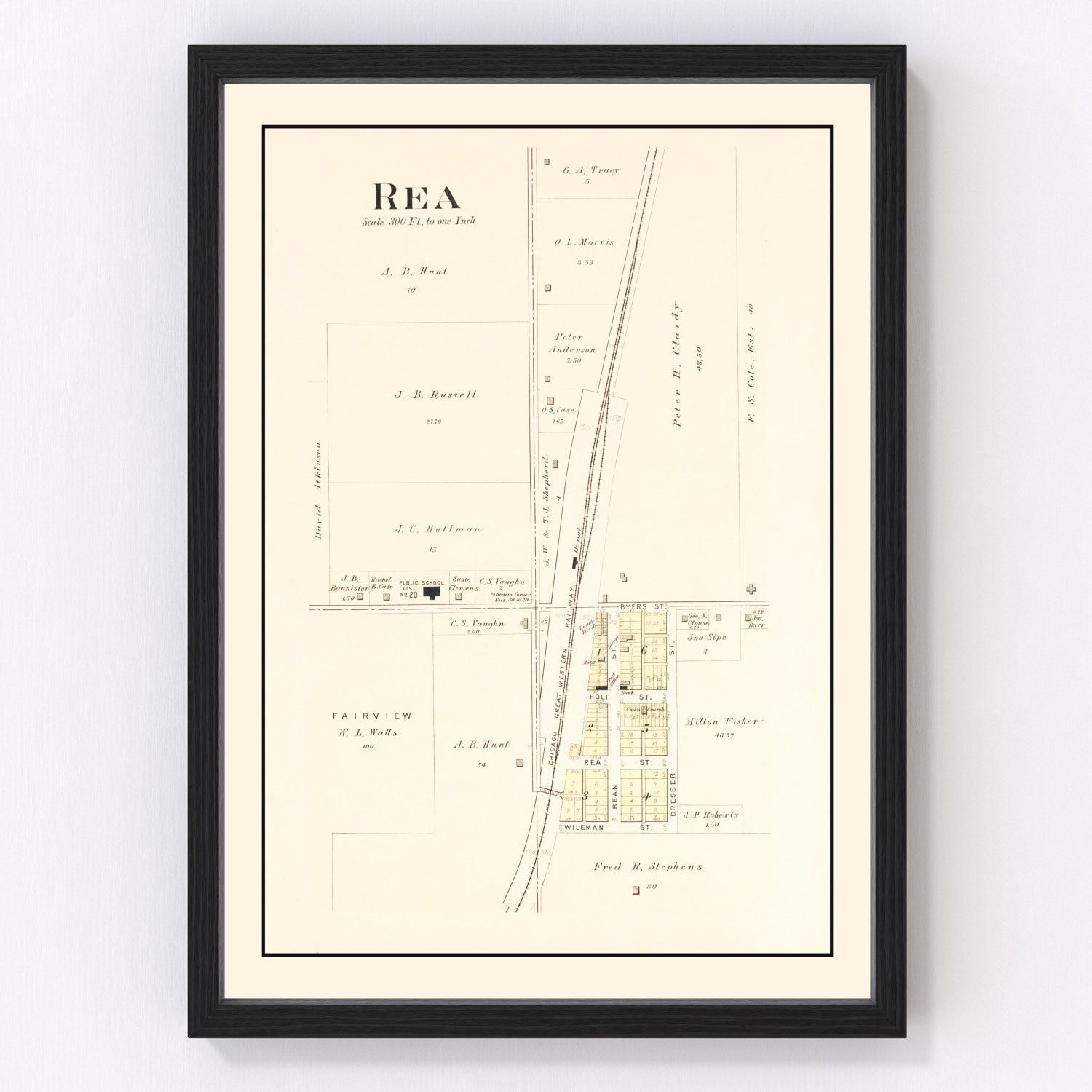 vintage map of Rea, Missouri, 1909