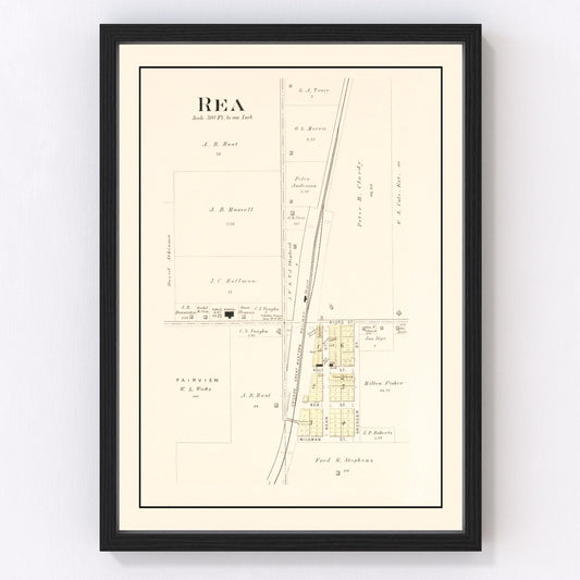 vintage map of Rea, Missouri, 1909