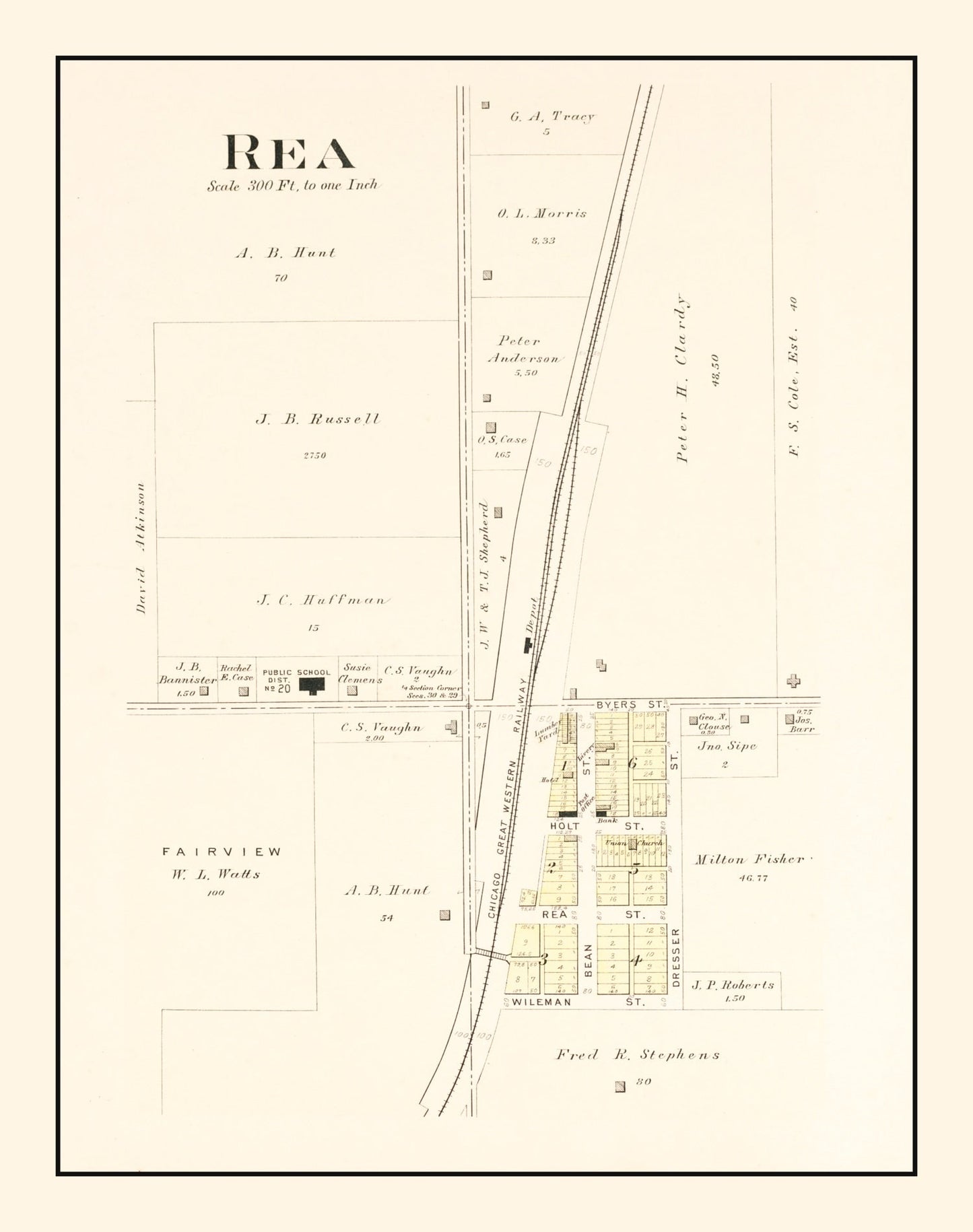 Vintage Map of Rea, Missouri, 1909