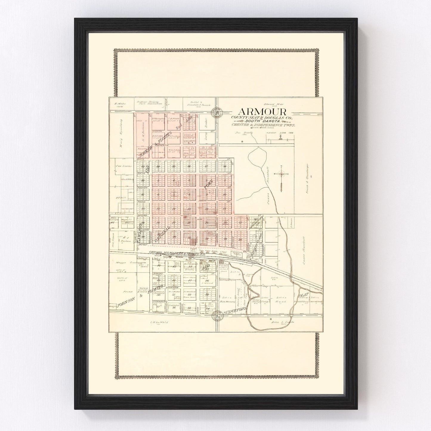 vintage map of Armour, South Dakota, 1909