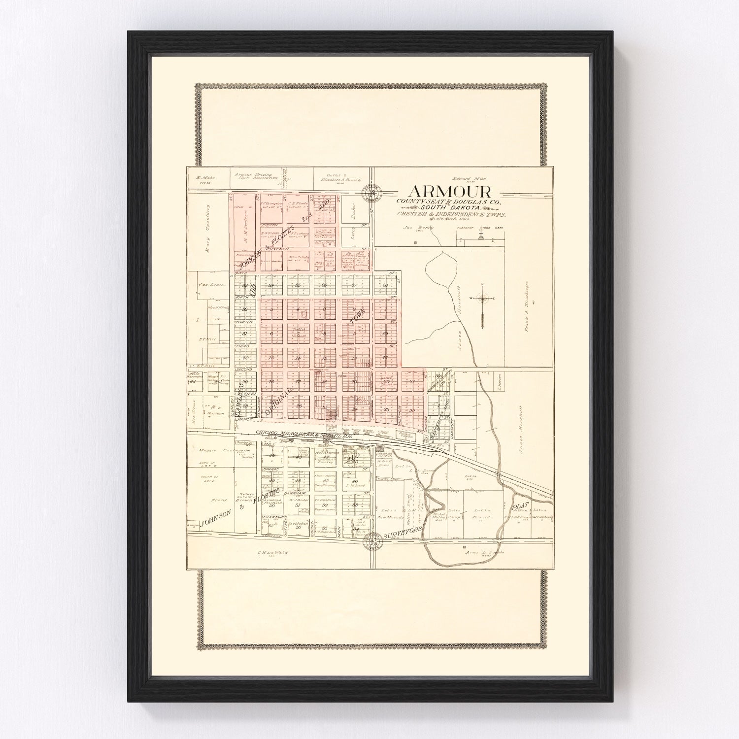 vintage map of Armour, South Dakota, 1909