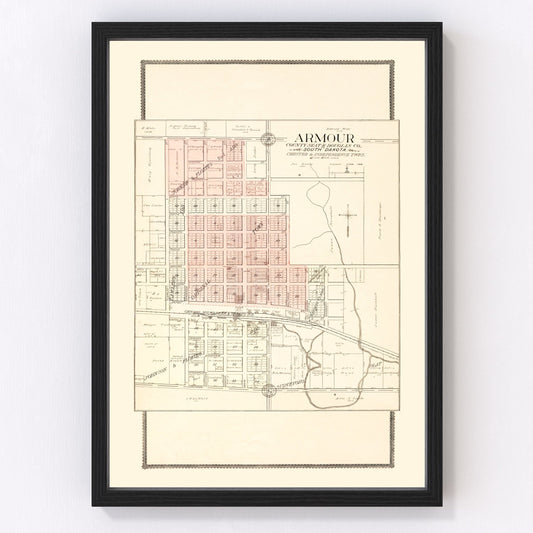 vintage map of Armour, South Dakota, 1909
