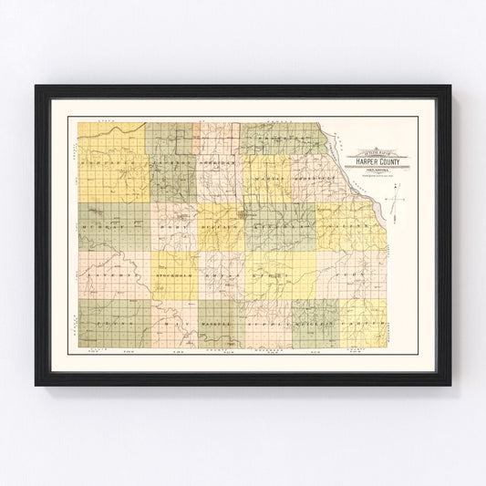 vintage map of Harper County, Oklahoma, 1910