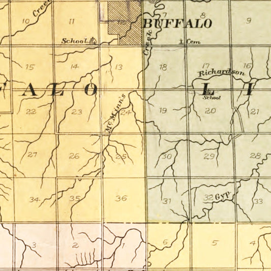 Vintage Map of Harper County, Oklahoma, 1910