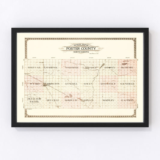 vintage map of Foster County, North Dakota, 1910