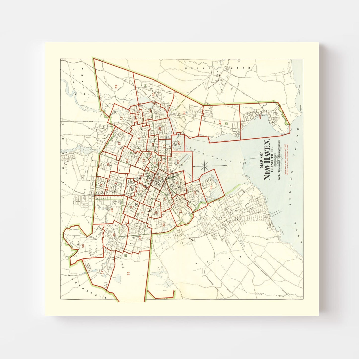 Vintage Map of New Haven, Connecticut, 1911